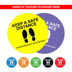 Keep A Safe Distance Sticker – 400mm Round Floor Sticker